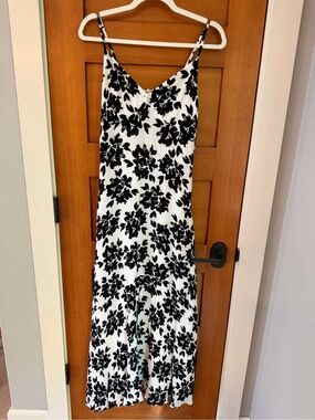 Madewell Smocked Sleeveless Maxi Dress In Black & White Floral